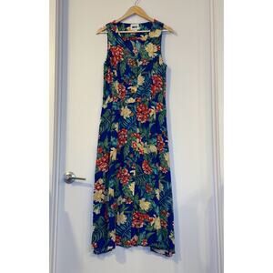 VTG Leslie Fay Sleeveless Brightly Colored Floral Tropical Sheath Dress Size 12